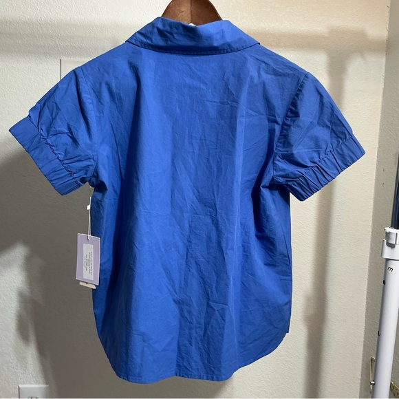 Never a Wallflower NWT Elastic Sleeve Top Size XS Blue - Picture 6 of 8